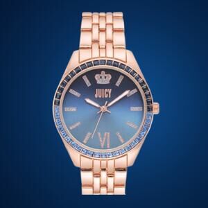 Juicy Couture Black Label Blue Ombre Metallic Rose Goldtone Bracelet Watch